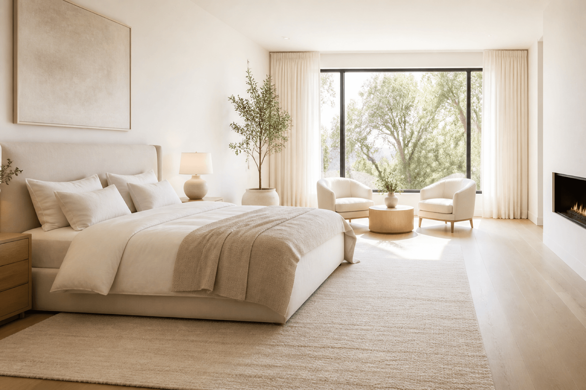 Bright luxury bedroom for property owners