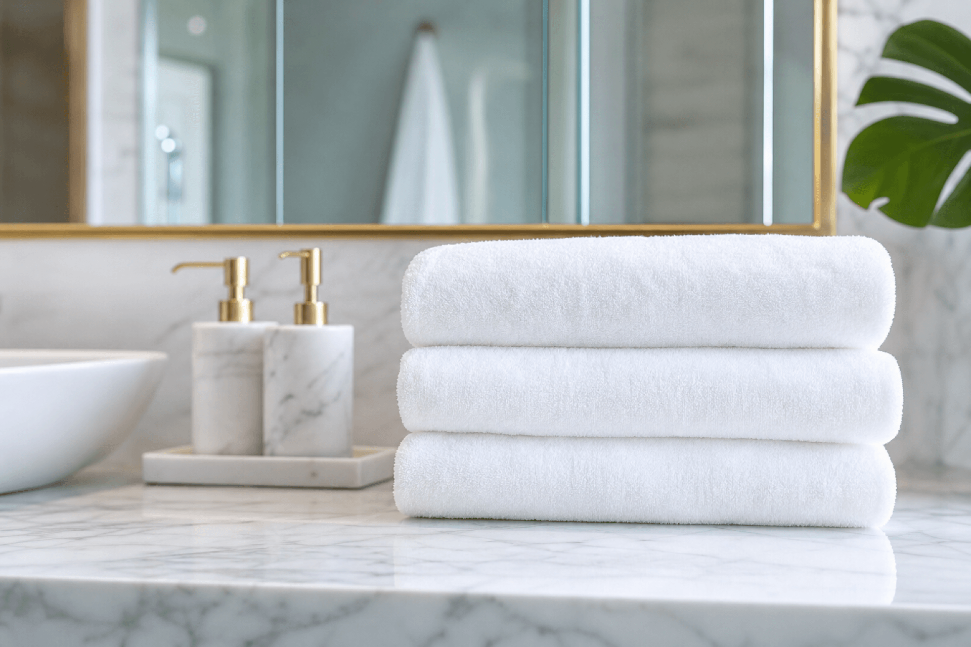 Luxury bathroom amenities and towels